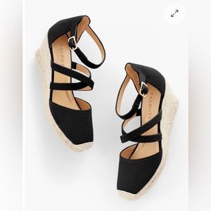 **New**  LYNDSAY STRAPPY CANVAS ESPADRILLE WEDGES 6.5 Black